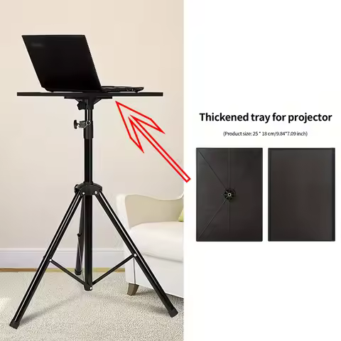 Projector Stand Adjustable Height Angle Durable Foldable Tripod With Tray Metal Base Outdoor Movie P