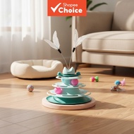 Interactive Turntable Tower Toy for Cats, 4-Storey Cat Head Design, Pet Supply for Self-Play  Mainan