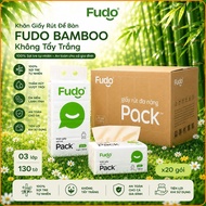 Carton of 20 Packs of FUDO BAMBOO Unbleached Desk Tissues Safe for Sensitive Skin PACK 3 layers 130 