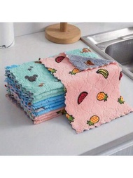 12入組廚房碗布，可重複使用的菜碟纖維海綿布，超吸收珊瑚絨清潔布，可機洗快速乾燥的毛巾