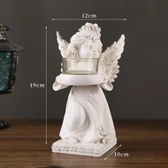 In stock Europe Retro Angel Candle Holder Resin Vintage Figurines Desktop Candlelight Dinner Wings A