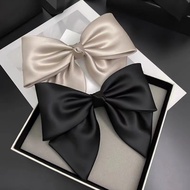 Butterfly Bow Hair Clip Satin French Style Hair Accessory Hair Clip Back of Head Black Bow Spring Cl