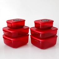 Tupperware ชุดไมโครเวฟเมจิกสีเหลี่ยมสีแดง (6)