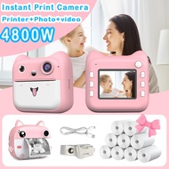 Instant Print Kids Camera 48MP HD Photo & Video Mini Thermal Printer Camera Digital Children Camera 