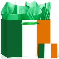 Beg Hadiah Bendera Ireland dengan Kad & Kertas Pembungkus, St. Beg Hadiah Hari Patrick Beg Hadiah Ti