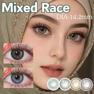 [14.2-14.5mm+0.00~-6.00]UYAAI Apex Green Mix Race Contact Lens Party Colored Effect 1 Pair