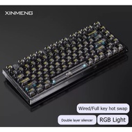 ปะเก็น X75 XINMENG สามารถถอดเปลี่ยนได้คีย์บอร์ดแบบกลไกโปร่งใสกำหนดเองแบบมีสาย/ไร้สาย