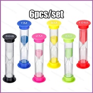 NS5 6Pcs Sand Timer Colored Hourglass Sand Clock Timer 30 sec 1 min 2 mins 3 mins 5 mins 10 mins SN5