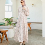 Tafana - Rose Dress Muslim Korea Bahan Crinkle | Gamis Motif Bunga |