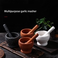 【CC】☾ஐ₪  Dish Machine Washable Garlic Mortar Pestle Grinder Crusher Multi-Functional Wood Grain