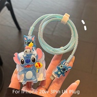Cartoon Stitch Charger Protector compatible for iphone 20w 3-pin folding plug UK square Charger mode