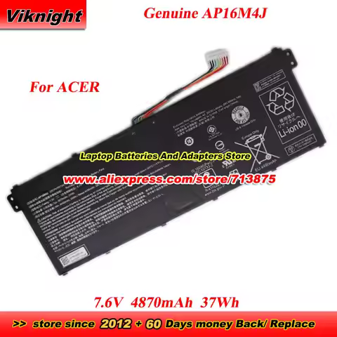 Genuine AP16M4J Battery 2ICP4/78/104 7.6V 37Wh for Acer Aspire 3 A315-41 A315-42 A315-54 A317-33 EX2