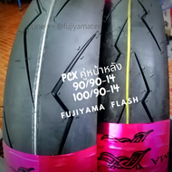 ยาง PCX ขอบ14 ชุดคู่ หน้า 90/90-14 หลัง 100/90-14 ยี่ห้อ FUJIYAMA ลาย FLASH สำหรับ PCX หนึบเกาะถนน