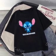 COD🚚 tshirt woman cotton baju t shirt murah Stitch 100% cotton t shirt 5xl shirt Crew Neck Tshirt