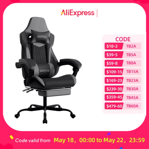 WOTSTA Gaming Chair with Footrest Gaming Chairs PVC Leather Ergonomic Gamer Chair with Adjustable He