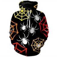New 3D digital printed casual hooded sweatshirt with spider web pattern