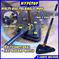 HYPETOP Triangle mop lantai Squeeze spin mop Multi-use Wet&amp;Dry hand free self wring floor Mop lantai spin segitiga