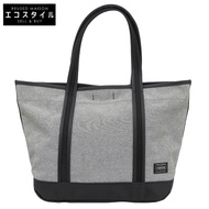 Porter Girl 灰色 x 黑色男友風 (L) 淺藍色帆布手提包（女士）[二手]