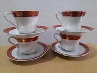 早期大同紅四方印咖啡杯盤-一杯一盤價