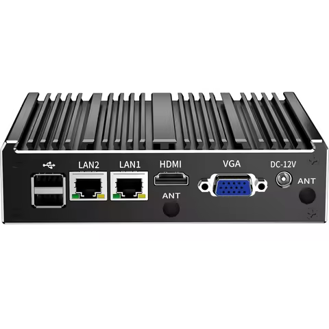 Cheapest N2840 J1900 J4125 N2930 Fanless Mini PC Dual LAN 2xCOM RS232/RS485 VGA HD Small Office Desk