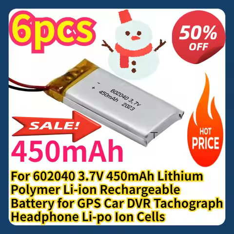 For 602040 3.7V 450mAh Lithium Polymer Li-ion Rechargeable Battery for GPS Car DVR Tachograph Headph