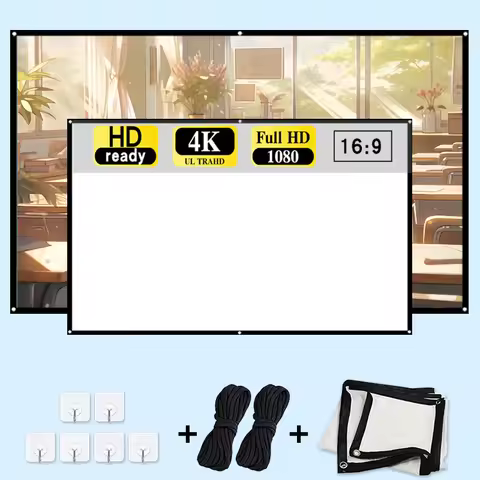 84 inch projection screen with rope. Suitable for office meeting rooms, home theaters, outdoor campi