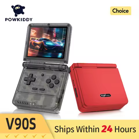 POWKIDDY V90S 3.5 lnch 4:3 IPS Screen A133 Plus Flip Retro Handheld Game Console Dual Type-C Long Ba
