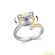 Autumnan1 Adjustable Rings Wedding Rings Cat Shaped Dating Rings Alloy Material Open Rings  Jewelry 