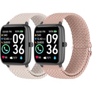 2 Pack Braided Elastic Bands for IDW13,IDW16,IDW19 Smartwatch, 22mm Soft Nylon Straps for Fitpolo ID