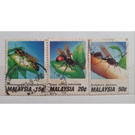 Pos Malaysia Used Stamps Eustenogaster Calyptodoma 15sen, Vespa Affinis Indonensis 20sen, Sceliphorn Javanum 50sen