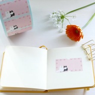 放大版手開票機貼紙 花與長毛貓 (12 枚入)