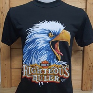 เสื้อ3d เสื้อฮาเลย์ ลายนกRighteous Rulerผ้าบาง ไม่มีตะเข็บข้างชายเย็บเดี่ยวคอกลมสีดำผู้ชาย ผู้หญิง ฝ