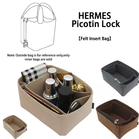 EverToner Fits for H Picotin 18 22 26 Organizer Felt Insert Bags Makeup Bucket Handbag Portable Cosm