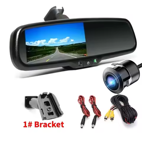 4.3'' Rear View Mirror Monitor&18.5mm Backup Camera System-Flush Mount Car Rear Vision Kit with Movi