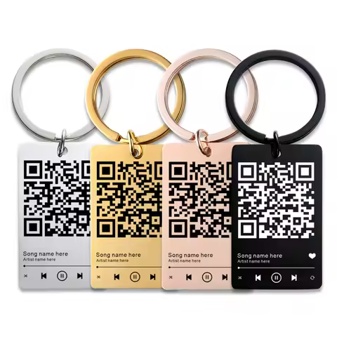 Custom QR Code Keychain,Song Plaque,QR Scan and Play Keyring,Gifts for Boyfriend Girlfriend Valentin