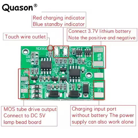 DC LED with charging protection TC4056 TP4056 touch dimming lamp control panel DIY repair general de