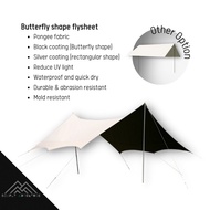 【READY STOCK】 Butterfly shape black coating flysheet rectangular shape silver coating flysheet campi