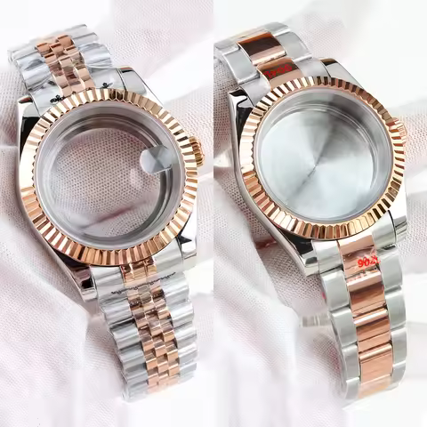 36mm/39mm Watch Case Rose Gold Stainless Steel Sapphire Glass Waterproof For DATEJUST NH35 NH36 Move