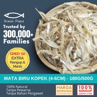 Ocean Papa Ikan Bilis Mata Biru Kopek Gred 5A/A Rangup Lembut - M Saiz (180g/500g) [Borong] / Halal 