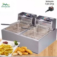 2 x 8L  Electric Stainless Steel Deep Fryer Commercial Portable Double Tank dapur goreng elektrik kentang goreng