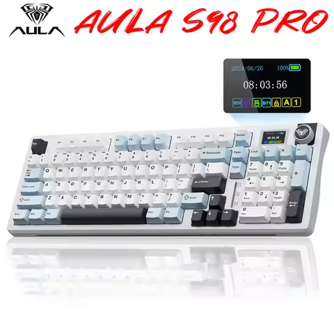 AULA S98 Pro Wireless Mechanical Keyboard With Screen 3 Mode BT5.0/USB-C/2.4G Hot Swappable RGB Back