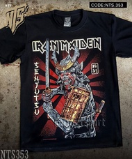 NTS​ 353 Iron Maiden Eddie Samurai เสิ้อยืดดำ เสื้อยืดชาวร็อค เสื้อวง New Type System NTS Rock brand Sz. S M L XL XXL