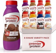 Premier Protein Shake, 8 Flavor Variety Pack, 30g Protein, 1g Sugar, 24 Vitamins & Minerals, Nutrien