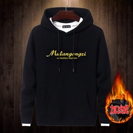 เสื้อสเวตเตอร์มีฮู้ดบุขนแกะหนาสีแดงสำหรับผู้ชาย ทรงหลวม ไซส์ใหญ่ เสื้อคลุมกันหนาวฤดูใบไม้ร่วง/ฤดูหนา