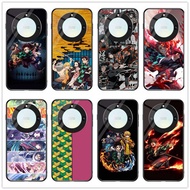 For Honor X9B/ X9A 5g Anime Demon Slayer: Kimetsu No Yaiba Tempered Glass Shockproof Hard Photo Phone Case Back Cover Casing Customized DIY Gift