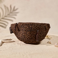 New Women's Fashion Suede Leopard Print Waist Bag, Lightweight Multi-Pocket Zipper Compartment Pouch