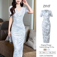 Zyht của phụ nữ ăn mặc Apricot ăn mặc Đầm ôm Đầm dệt kim Đầm công sở lxury Dresses ĐẦM CƯỚI tham dự