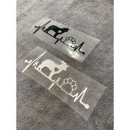 dog Love Ecg Footprint Sticker Car Body