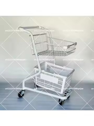 Double-decker Shopping Cart for Supermarket, Snack Shop, Convenience Store, Arcade Use