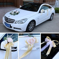 WHE Creative Artificial Flower Wedding Car Decor Flower Door Handles Rearview Mirror Decoration Accessories Marriage Props Gifts WHE